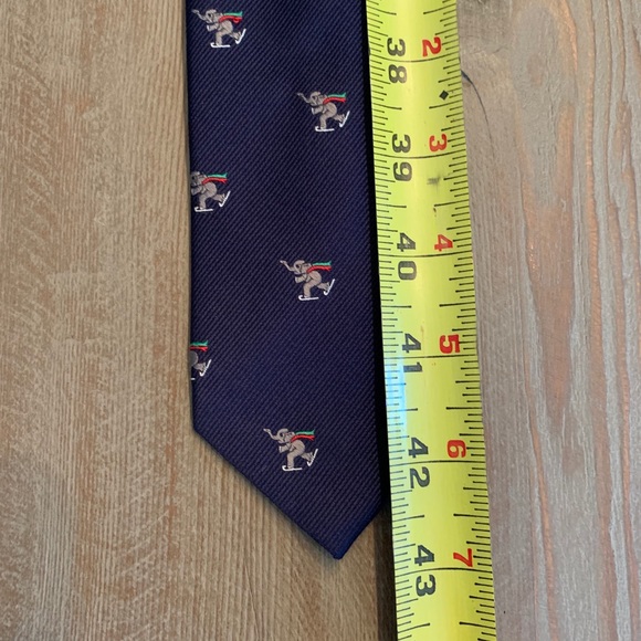 Navy blue silk skating elephant boys tie - Picture 4 of 5
